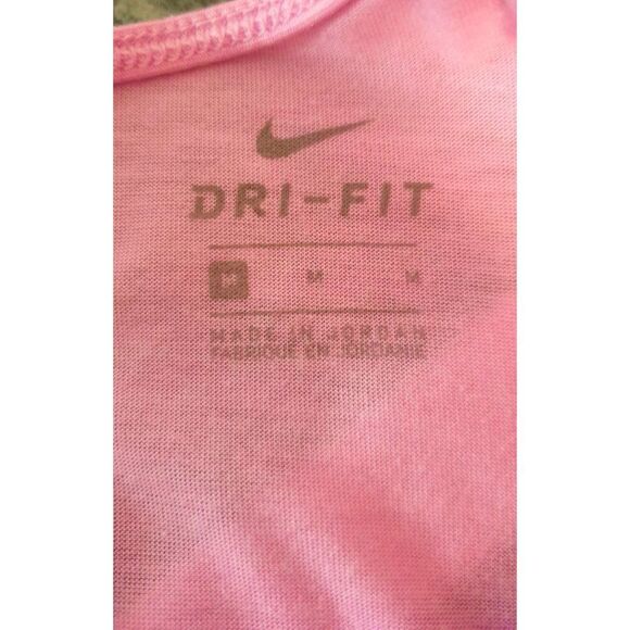 Nike Women's Pink Tank Top Sz M White Logo Straps Dri-Fit Athletic Workout Top - Picture 6 of 7